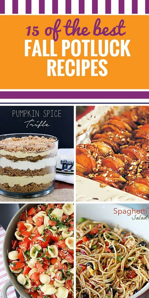 15 Fall Potluck Recipes. Autumn is a great time to get together, and you can really focus on friends and family if everyone contributes a dish. Whether you've been asked to bring a healthy salad, dessert or yummy side to dinner, you'll be the talk of the Healthy Sides For Large Groups, Thanksgiving Work Potluck Recipes, Crock Pot Luck Dishes, Fall Potluck Main Dish, What To Bring For A Potluck, Friendsgiving Potluck Food Ideas, Sides For Thanksgiving Potluck, Entree Recipes For A Crowd, Best Crowd Pleasing Recipes