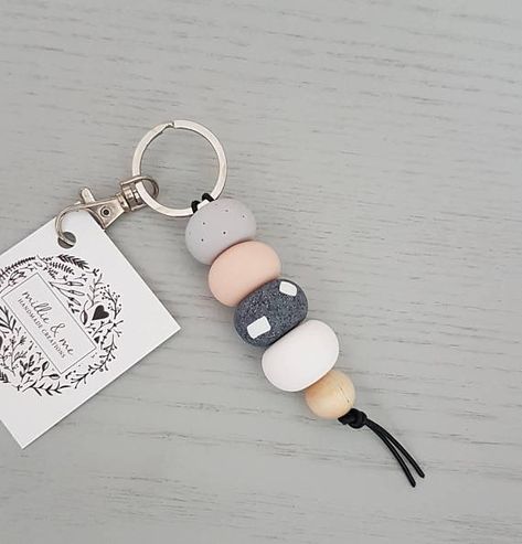 Keyring, pink white and granite keyring, polymer clay keyring, clay accessories, polymer clay, leather keyring, key chain, beaded keyring, Clay Keyrings, Clay Keyring, Diy Jewelry To Sell, Sped Classroom, Diy Jewelry Rings, Clay Keychain, Weird Jewelry, Jewellery Diy, Jewelry Polymer Clay