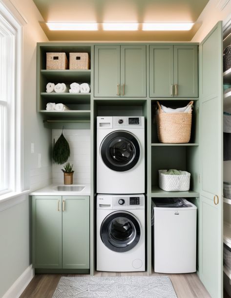 43 Laundry Room Ideas For Small Space: Maximize Style And Function Small Garage Utility Room, Tiny Laundry Room With Sink, Tiny Laundry Mudroom, Small Laundry Closet With Sink, Small Laundry Area Ideas Stackable, Laundry Room With Fridge, Cute Small Laundry Room, Laundry Entry Room Ideas, Laundry Room With Toilet