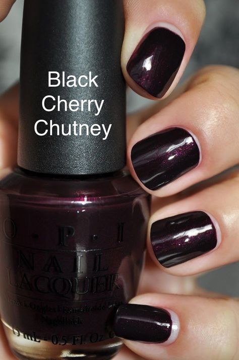 Dark Opi Gel Nail Polish, Black Cherry Nail Color, Dark Moody Nails, Dark Plum Nails, Dark Purple Nail Polish, Dark Gel Nails, Dark Nail Polish, Brown Nail Polish, Opi Nail Colors