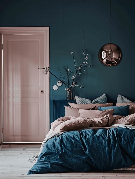 Casaluna Dark Teal Bedding, Teal Feature Wall Bedroom, Jewel Tone Bedroom Ideas, Blue Bedroom Paint Ideas, Teal Blue Bedroom Ideas, Dark Teal Bedroom Colour Schemes, Deep Teal Bedroom, Guest Room Paint Color Ideas, Dark Turquoise Bedroom