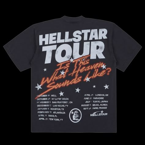 NTWRK - Hellstar Biker Tour Tee Vintage Black Band Tee Design Ideas, Tour Hoodie Design, Tour Tee Shirts, Concert Merch Design, Concert Tour Tshirt Design, Tour T Shirt Design, Vintage Tour Shirt, Concert Tee Design, Vintage Merch Design