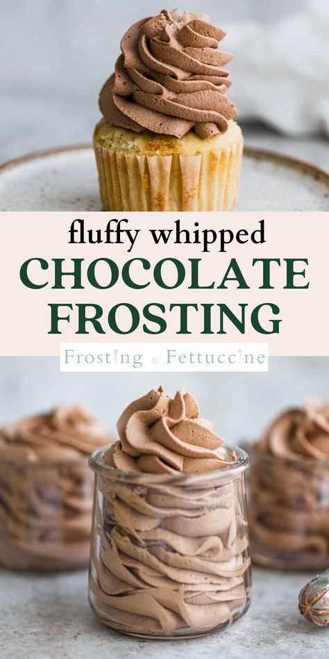 Whipped Topping For Cupcakes, Light Brown Chocolate Frosting, Cake Icing Recipe Chocolate, Fluffy Chocolate Frosting Recipe, Light Fluffy Chocolate Frosting, Chocolate Wiped Cream Frosting, Chocolate Heavy Cream Frosting, Chocolate Frosting Recipe For Cake, Light Cupcake Frosting