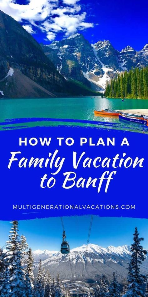 If you want to plan a trip with the grandparents, why not consider Banff, Alberta, Canada? Banff has something for all ages, from kayaking on the lakes to white water rafting. A vacation in Banff does not disappoint! - Multigenerational Vacations |multigenerational travel| multigenerational trips| travel with grandparents| Banff National Park| Banff things to do| Banff travel| Canada vacation| Banff travel guide Banff Family Vacation, Banff With Toddler, Banff With Kids, Bamf Canada, Banff Vacation, Banff Trip, Canada Train, Banff Travel, Canada Banff