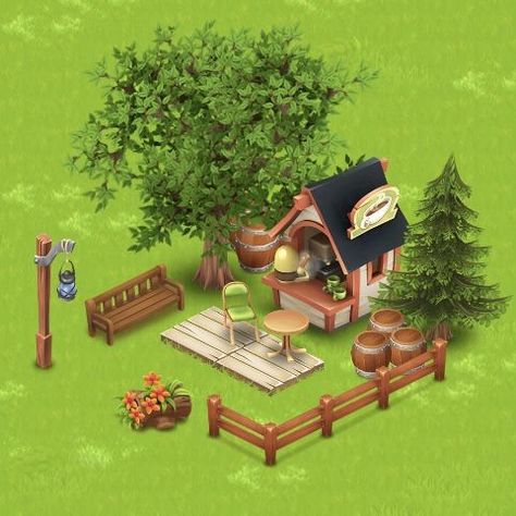 Hay Day Farms Designs, Cute Hayday Layout, Hay Day Coffee Kiosk Design, Hayday Coffee Shop Design, Hayday Design Ideas, Cute Hayday Farms, Cute Hay Day Farms, Hay Day Animal Design, Hayday Farm Design Easy