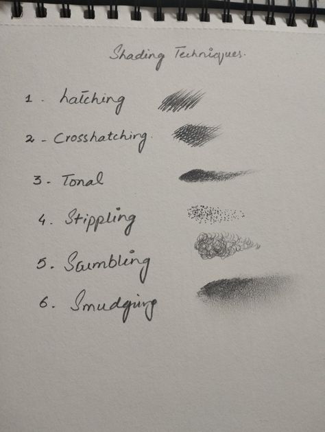 Different kinds of shading techniques for learning Shading Sketches Easy, Tips For Shading Art, Types Of Pencil Shading, Drawing Shading Reference, Basic Sketching Pencil Shading Techniques, Pencil Shading Drawings For Beginners, Sketch Shading Techniques, How To Shade In Drawing, Shading Tips Pencil