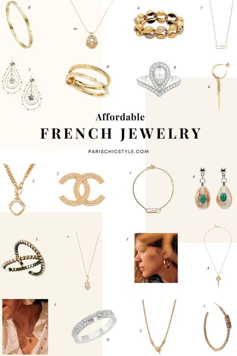 Best French jewelry brands & affordable Parisian luxury jewelry: Aurélie Bidermann Jewelry, Gas Bijoux St Tropez Jewelry, Chaumet Paris, Sezane Parisian Jewelry, Maje Paris Jewelry, Ba&sh Parisian Jewelry, Chloe Paris, Cartier, Christian Dior Jewelry, Chanel Paris. Crafted in France with top-quality materials, including diamonds, gold, & silver. Chic & minimalist jewelry for everyday wear, travel, work & special occasion. Paris Chic Style #frenchjewelry #parisianjewelry #parischicstyle #travel Cheap Jewelry Website, French Jewelry Style, Parisian Luxury, Style Parisian Chic, Wood Jewelry Diy, Nature Inspired Accessories, Box For Jewelry, Breastmilk Jewelry, Boho Wrap Bracelet