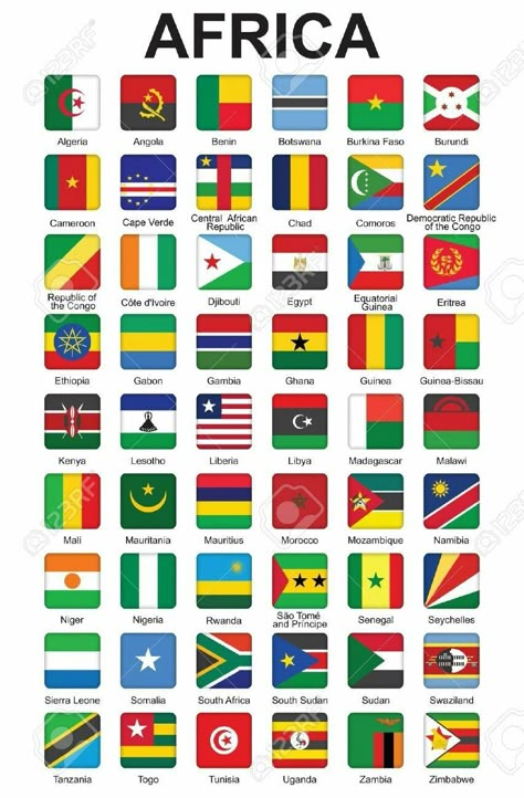 World Flags With Names, All Country Flags, World Country Flags, Flag Printable, Different Flags, Africa Flag, Countries And Flags, Flags With Names, African Flag