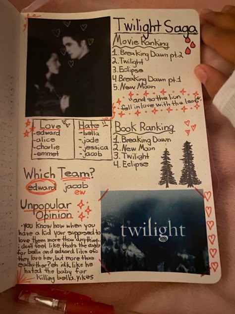 Twilight Aesthetic, Journal Inspiration Writing, Grunge Pictures, Twilight Book, Bulletin Journal Ideas, Pretty Journals, Memory Journal, Diy Journal Books, Art Journal Therapy