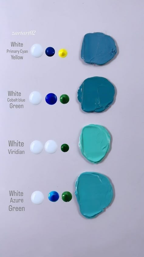 Colour Mixing Acrylic Paint, How To Mix Pastel Colors, Acrylic Paint Combinations, Blue Green Painting Ideas, Color Mixing Skin Tones, How To Mix Colours, How To Make Shades Of Blue, Acrylic Painting Mixing Colors, Mixing Colours Paint