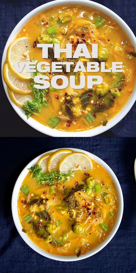 Thailand Food Recipes, Curry Coconut Soup, Thai Vegetable Soup, One Pot Thai, Soup Benefits, Tantanmen Ramen, Bone Broth Soup, Easy Vegetable Soup, Curry Coconut