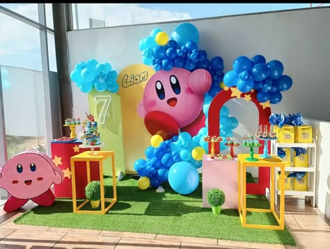 Kirby Balloon Garland, Kirby Decorations, Kirby Birthday Party Decorations, Kirby Party Ideas, Kirby Party Decorations, Kirby Birthday Party Ideas, Kirby Birthday Party, Kirby Cake, Kirby Party