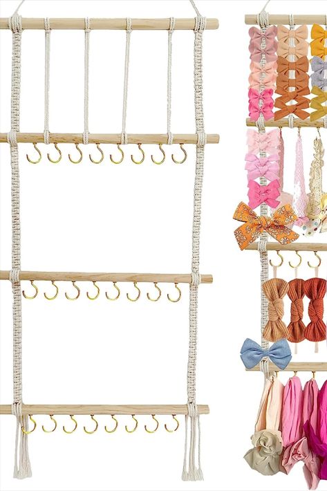 HY.MIS Bow Holder for Girls Hair Bows, Headband Holder Hair Bows Organizer for Girls, No assemble Required Boho Wall Hanging Hair Accessories for Toddler Nursery Baby Girls Room #boho #bohonursery #nursery #girl #hairbow #bows #organizer #decor #baby Hair Tie Wall Organizer, Toddler Hair Accessory Organizer, Baby Hair Accessory Organizer, Organize Girls Hair Accessories, Bow Hanger Diy, Headband Holder Diy, Headband Organizer Diy, Girls Hair Accessories Organizer, Hair Clip Holder Diy