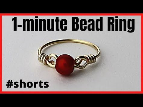 Rings With Beads And Wire, Rings Wire Wrapping, Rings Made With Wire, Wire Rings Ideas Easy, Wire Wrapped Bead Ring Tutorial, Jewelry Making Rings Wire, Wire Wrap Stone Ring, Diy Wire Rings With Beads, Craft Wire Jewelry