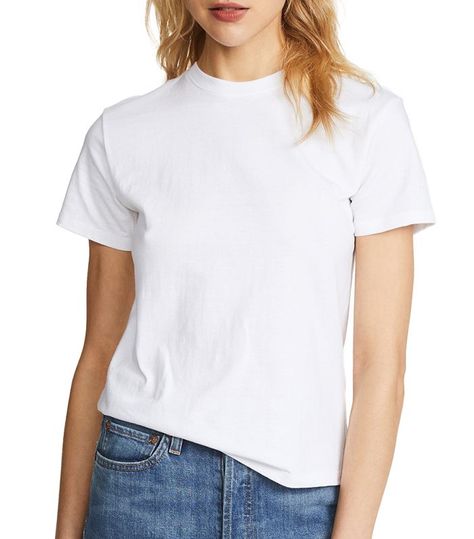 The White T-Shirt I Always Get Compliments On via @WhoWhatWear White Tshirt Women, French Wardrobe, Perfect White Tee, White Tee Shirts, Loose Shirts, Basic Shirts, Tshirt Outfits, Shirt Mockup, White T