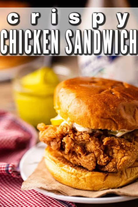 Crispy Chicken Sandwich Ideas, Fried Chicken Sandwich Recipe, Oven Fried Chicken Sandwich Recipes, Crispy Chicken Sandwich Recipes Oven Baked, Pan Fried Chicken Sandwich Recipes, Crispy Fried Chicken Sandwich, Fried Chicken Thigh Sandwich Recipes, Crunchy Chicken Sandwich, Crispy Chicken Sandwich