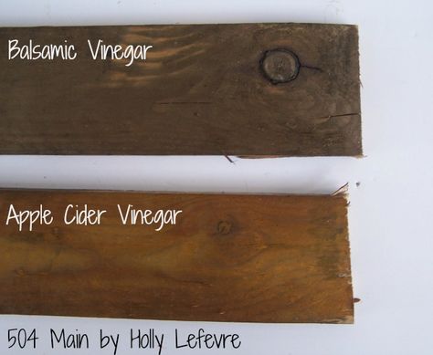 Here is a sample showing the difference between the two vinegar stains. The top is the Balsamic Vinegar and the bottom is the Apple Cider Vinegar. Vinegar Stain, How To Stain Wood, Diy Wood Stain, Stain Wood, Aging Wood, Steel Wool, Annie Sloan, Cider Vinegar, How To Distress Wood