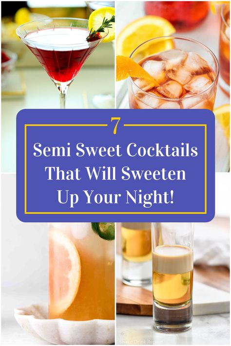 Collage of 4 semi sweet cocktails. Sweet Mixed Drinks, Sweet Cocktail, Easy To Make Cocktails, Happy Hour Drinks, Refreshing Cocktail, Sweet Cocktails, Non Alcoholic Cocktails, Shakes Drinks, Thirsty Thursday