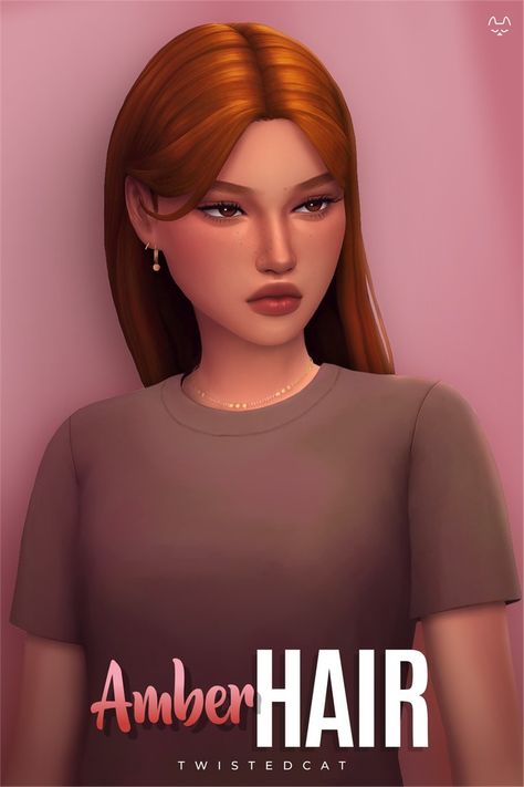 Amber Hair | Patreon Sims 4 Cc Oakiyo Hair, Twistedcatcc Sims 4 Cc, Sims 4 Orange Hair, Alpha Sims Cc Hair, Sism4 Cc Hair, Sims 4 Hair Cc Maxis Match Straight, Whicked Wims Sims 4 Cc Patreon, Twistedcat Cc, Sims Trouble Hair