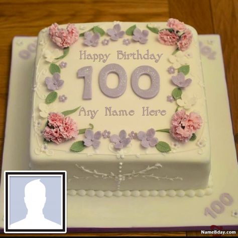 Happy 100th Birthday Cake With Name And Photo 100 Birthday Cake, Birthday For Grandma, 100th Birthday Party Ideas, 100th Birthday Party Decorations, 100th Birthday Cake, 90th Birthday Ideas, 90th Birthday Cakes, 100 Birthday, 80 Birthday