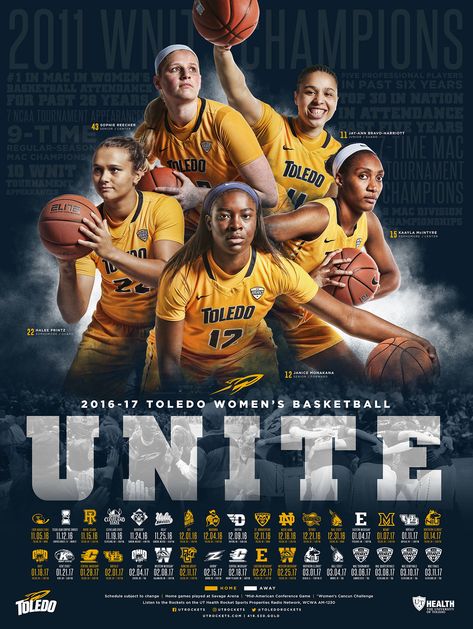 Basketball Portraits, Athlete Poster, Athletic Posters, College Basketball Shirts, Basketball Poses, Schedule Poster, Goals Board, Sports Banners, Toledo Rockets