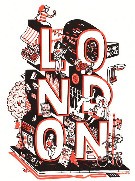 London Illustration, Drawing Software, Isometric Drawing, Typography Artwork, Isometric Art, Type Illustration, Isometric Design, Isometric Illustration, Types Of Lettering