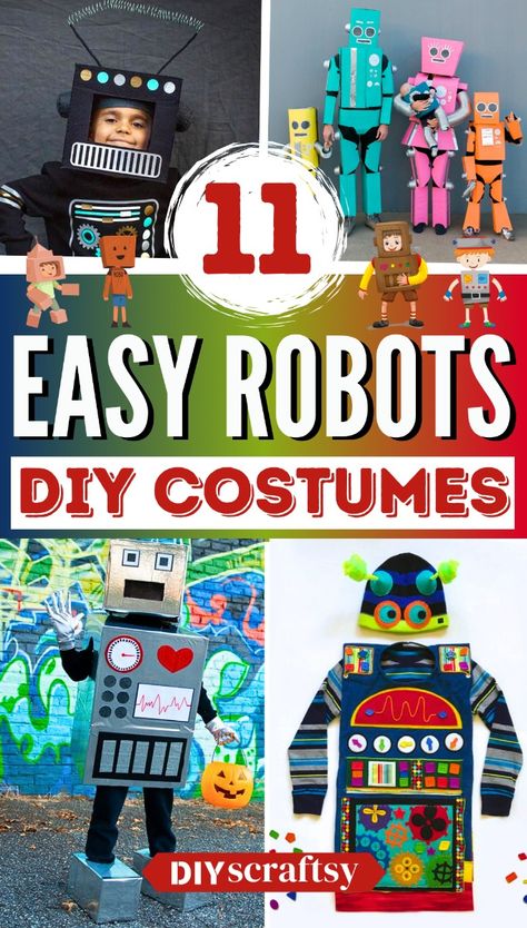 Give your old school Halloween costumes an innovation with these DIY robot costume ideas that are very customizable, versatile and comfortable to wear. Mens Robot Costume, Robot Costume Ideas, Robot Costume Toddler, Homemade Robot Costume, Old School Halloween Costumes, Toddler Robot Costume, Robot Costume Diy, Robot Halloween Costume, Old School Halloween