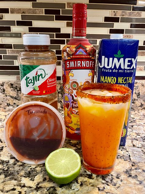 Mexican Theme Pastries, Tajin Alcohol Drinks, Tamarindo Smirnoff Recipes, Mexican Mixed Drinks Alcoholic, Tajin Drink Recipes, Smirnoff Mixed Drinks, Smirnoff Spicy Tamarind Vodka Recipes, Tamarind Smirnoff Recipes, Smirnoff Tamarindo Vodka Drinks