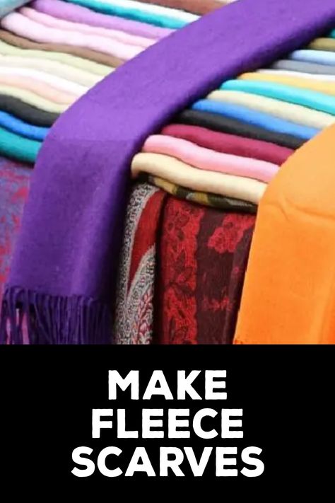 How to Make Fleece Scarves How To Make A Fleece Scarf, Fleece Scarf Diy, Fleece Scarves Diy, Fleece Scarf No Sew, How To Make A Scarf, Diy Fleece Scarf, Diy Fleece Blanket, Fleece Scarf Pattern, Sew Scarf