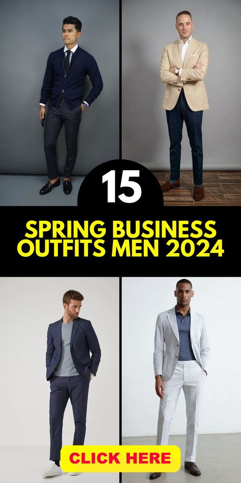 Discover the essence of spring business outfits for men in 2024, combining a core aesthetic with professional attire. Ideal for the office, young professionals can explore stylish options, including suits, mens dress essentials, and smart-casual pieces for a versatile work wardrobe Professional Outfit For Men, Banker Outfits Men, Smart Casual Men Outfit Work Office, Spring Business Casual Outfits Men, Male Business Casual Outfits, Summer Business Casual Outfits Men, Business Casual Men Work Offices, Office Outfits Men Young Professional, Business Outfits Men