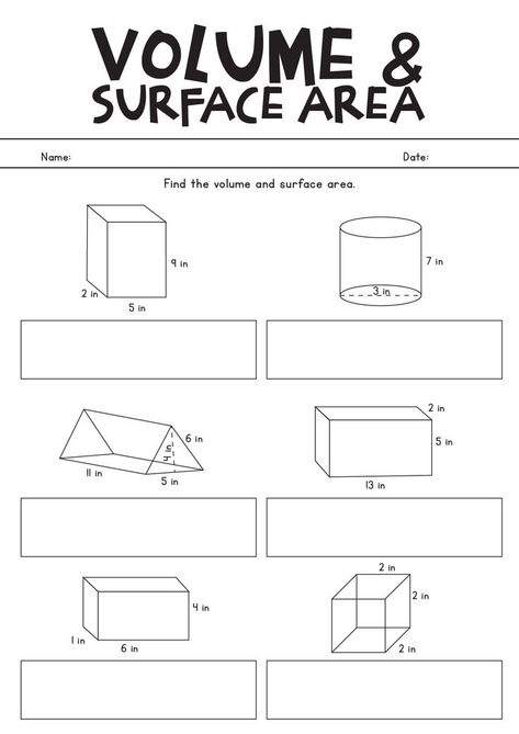 Practice calculating the volume and surface area of different shapes with these grade 6 worksheets. Enhance your understanding of geometry and measurement concepts with interactive exercises and examples. Sharpen your math skills and excel in geometry with these engaging worksheets. #MathWorksheets #Geometry #MiddleSchoolTeaching #volumesurfacearea Grade 6 Worksheets, Capacity Worksheets, Volume And Surface Area, Surface Area And Volume, Volume Of A Cylinder, Area And Perimeter Worksheets, Volume Worksheets, Area Worksheets, 6th Grade Worksheets