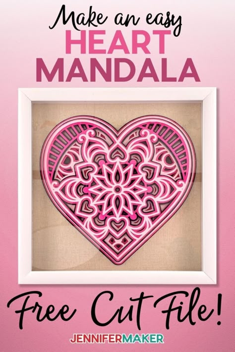 3D Layered Paper Heart Mandala made from Cardstock and - Free SVG Cut File to Cut on a Cricut Layered Letters Svg Free, Layered Paper Art Template Free, 3d Layered Paper Art Svg Free, Free 3d Svg Files For Cricut, 3d Svg Files Free, Layered Paper Shadow Boxes, 3d Shadow Box Cricut Svg Free, 3d Cricut Projects Free, Layered Paper Art Template