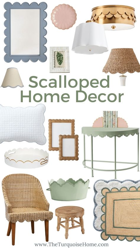 Scalloped Home Decor for Grandmillenial Style in your home Grandma Millennial Style, Farmhouse Open Shelving, Styling Bookshelves, Grandmillenial Style, Grandma Style, Peel And Stick Floor, Home Decor Finds, Bookshelf Decor, Family Rooms