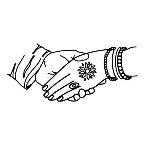 Indian_wedding_clipart_outline_symbol_ha... | Premium Vector #Freepik #vector #partnership #partner #handshake #pledge Wedding Symbols Hindu, Indian Wedding Drawing, Indian Wedding Doodle, Indian Wedding Clipart, Wedding Clipart Free, Marriage Symbols, Marriage Album, Shadi Card, Wedding Symbols