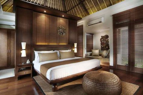 Bedroom Bali Interior Design, Asian Style Bedrooms, Bali Bedroom, Balinese Interior, Asian Bedroom, Romantic Bedroom Design, Brown Furniture Bedroom, Design Ložnic, Balinese Decor