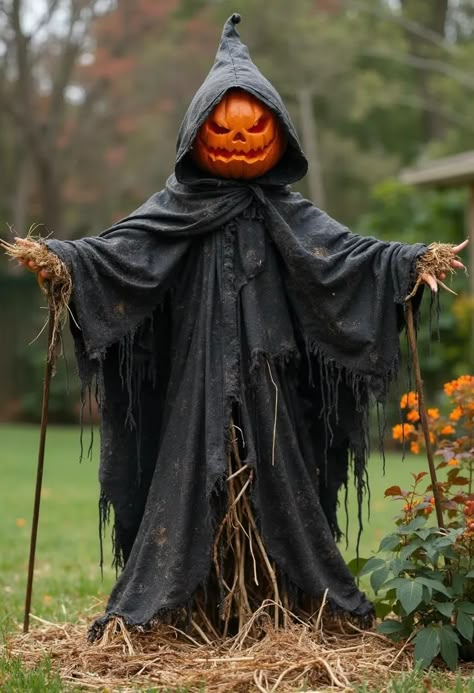 15 Easy DIY Outdoor Halloween Decorations to Try 38 Diy Grave Yard Halloween Decorations, Easy Diy Halloween Decorations Outdoor Ghost House, Outdoor Halloween Decor Front Yards Diy, Scarecrow Yard Decorations, Ghost Outdoor Decorations, Skeleton Campfire Halloween, Ideas For Autumn, Halloween Diy Outdoor Front Yards, Diy Witch Outdoor Decoration