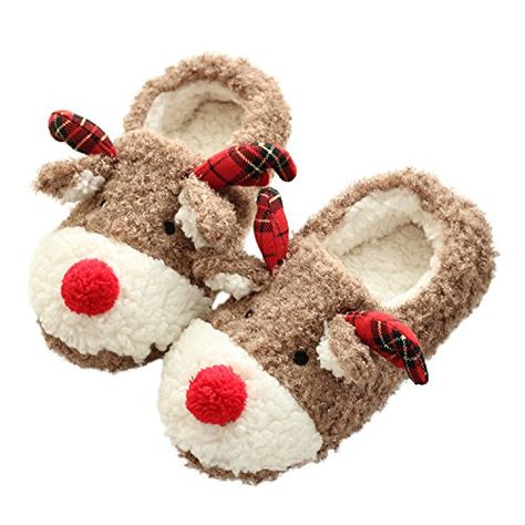 Reindeer Slippers, Christmas Slippers, Indoor Shoes, Bedroom Slippers, Warm Home, Winter Slippers, Slippers Cozy, Christmas Plush, Christmas Deer