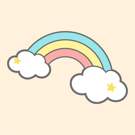 Rainbow on clouds magical vector | free image by rawpixel.com / Waraporn Cartoon Clouds Aesthetic, Dream Cartoon, Rainbow Illustration, Rainbow Drawing, Cartoon Rainbow, Rainbow Cartoon, Clouds Aesthetic, Aesthetic Cartoon, Rainbow Fairies