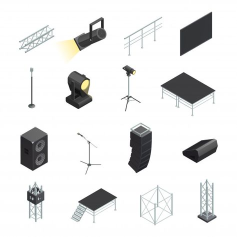 Isometric Icons, Concert Stage Design, Building Icon, Stage Set Design, Concert Stage, Music Technology, Isometric Design, Box Packaging Design, Stage Set