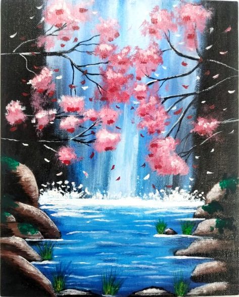 ⛲Beautiful Waterfall Painting On Canvas Dm me if you wanna buy, get more like this visit my website. Like, share and follow for support👍 Waterfall Painting, Waterfall Paintings, Beautiful Waterfalls, Painting On Canvas, My Website, Dm Me, Canvas Painting, Canvas, Quick Saves