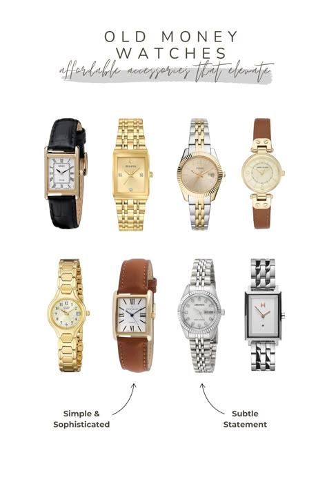 Old Money Aesthetic, Women's Watches Old Money Style Watch, Classy Watch Women, Old Money Aesthetic Watch, Watches For Women Aesthetic, Old Money Things To Buy, Old Money Women Accessories, Watches Old Money, Watch Inspo Women, Women Watch Aesthetic