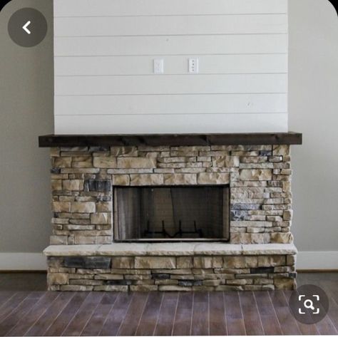 Living Room With Rock Fireplace, Stacked Stone Fireplaces, Rock Fireplace, Vaulted Ceiling Living Room, Fireplace Update, Shiplap Fireplace, Brick Fireplace Makeover, Rock Fireplaces, Farmhouse Fireplace