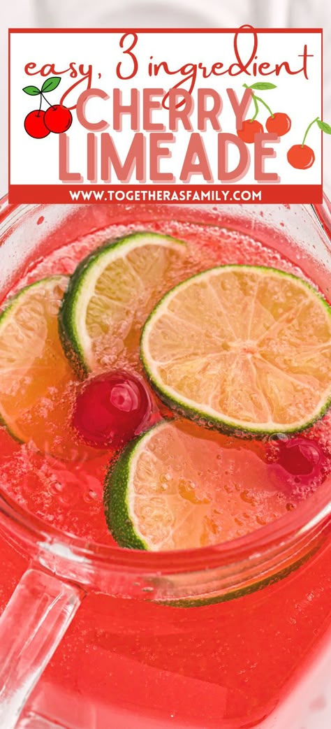 Cherry Limeade Punch Recipe, Refreshing Summer Drinks Nonalcoholic Punch Recipes, Sprite Fruit Drink, Limeade Punch Recipes, Jello Drinks Non Alcoholic, Sonic Cherry Limeade Recipe Copycat, Easy Summer Punch Nonalcoholic, Limeaid Recipes, Alcoholic Cherry Limeade