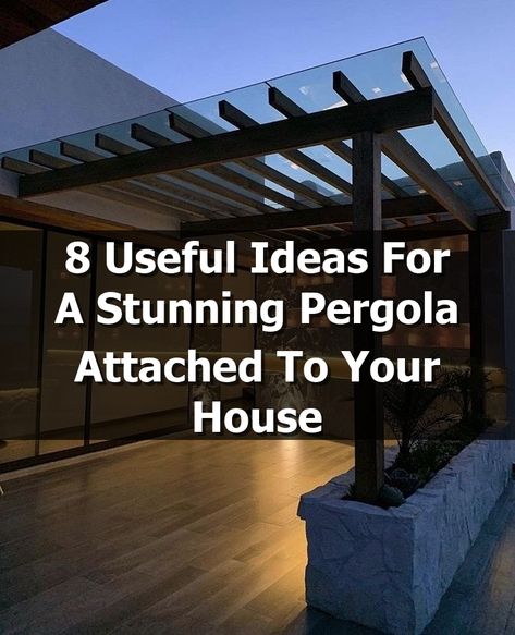 Transform your outdoor space with a stunning pergola attached to your house! In our latest guide, "8 Useful Ideas For A Stunning Pergola Attached To Your House," discover creative designs and practical tips to enhance your home’s aesthetics and functionality. Whether you’re looking for shade, a cozy retreat, or an entertaining area, these ideas will inspire you to create the perfect outdoor oasis that seamlessly blends with your home. Pergola Roofing Ideas, Deck With Pergola Attached To House, Pergola With Roof Attached To House, White Pergola Attached To House, Diy Pergola Freestanding, Pergola Off Of House, Pergola Ideas Attached To House, L Shaped Pergola, Pergola Shade Ideas