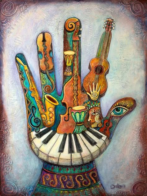 Musical Instruments Drawing, Whimsical Art Paintings, Instruments Art, Music Art Print, Music Illustration, Music Painting, Celestial Art, Music Artwork, Musical Art