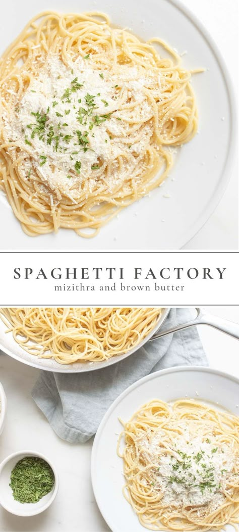 Mizithra Cheese, Spaghetti Factory, Spagetti Recipe, Julie Blanner, Butter Pasta, Cheese Spaghetti, Buttered Noodles, Weeknight Dinner Recipes Easy, Pasta Dinners