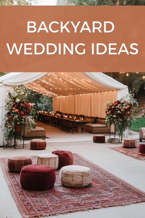 Inspo for the perfect backyard wedding that shows you don't have to spend a fortune and can do it on a budget. Backyard Venue Ideas, Backyard Evening Wedding, Southern Front Porch Ideas, Wedding Reception Schedule, Backyard Wedding Ideas, Fall Backyard, Wedding Backyard Reception, Cozy Desk, Backyard Weddings