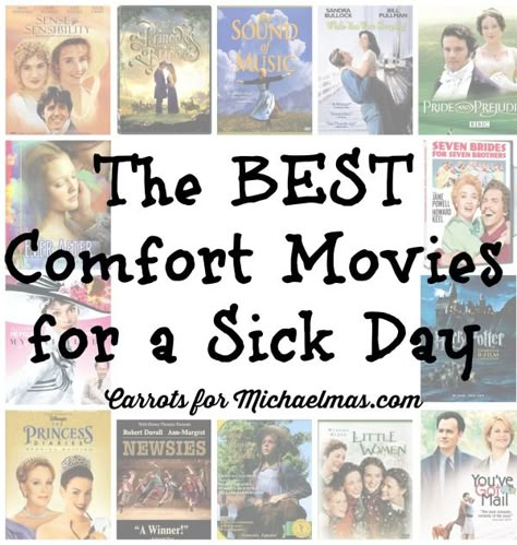 The Best Comfort Movies for a Sick Day // Carrots for Michaelmas Comforting Movies, What To Watch When Sick, Comfort Movie, Sick Day Movies, Sick Day In My Life, Movies To Watch When Sick, Best Movies To Fall Asleep To, Things To Do When You’re Sick, Comfort Movies