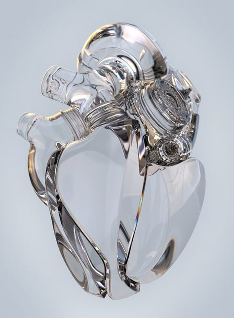 A heart of glass. @Rachel Falk Futuristic Aesthetic, Arte Robot, Cyberpunk Aesthetic, Anatomical Heart, Beating Heart, Alam Yang Indah, Glass Heart, Heart Art, Glass Sculpture