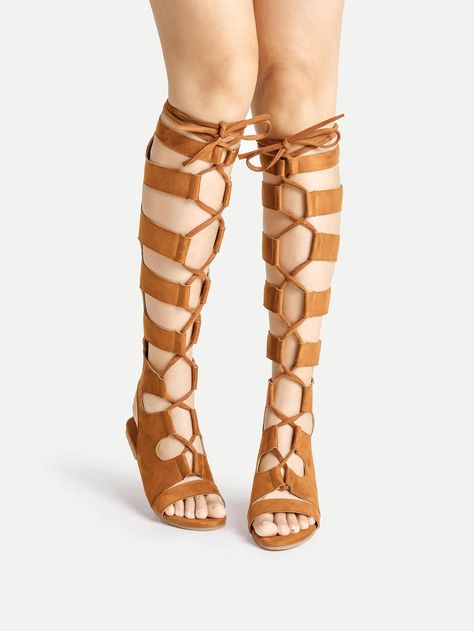 Shop Knee High Lace Up Gladiator Sandals online. SheIn offers Knee High Lace Up Gladiator Sandals & more to fit your fashionable needs. Soldier Oc, Thigh High Gladiator Sandals, Gladiator Sandals Outfit, Thigh High Sandals, Knee High Gladiator Sandals, Knee High Sandals, Oc Aesthetic, Outfit School, Lace Up Gladiator Sandals